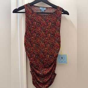 CECE - Jersey Floral Print - Tank Top Blouse - Raspberry Multi